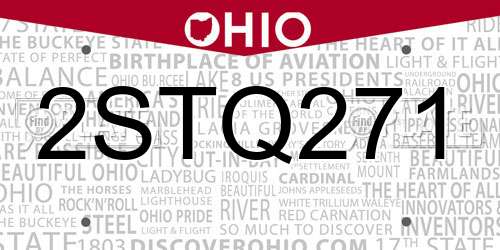 2STQ271 Ohio License Plate
