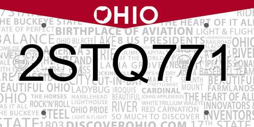 2STQ771 Ohio License Plate