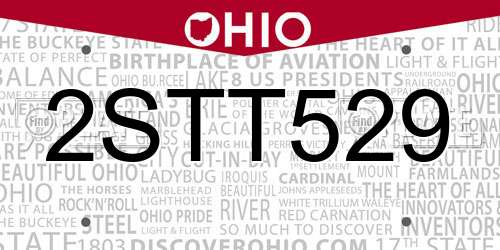 2STT529 Ohio License Plate