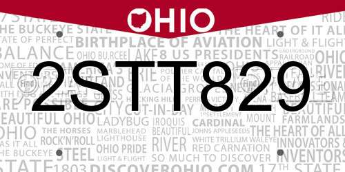 2STT829 Ohio License Plate