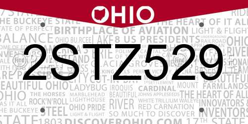 2STZ529 Ohio License Plate