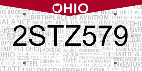 2STZ579 Ohio License Plate