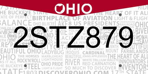 2STZ879 Ohio License Plate