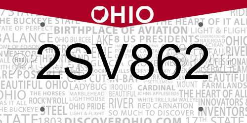 2SV862 Ohio License Plate