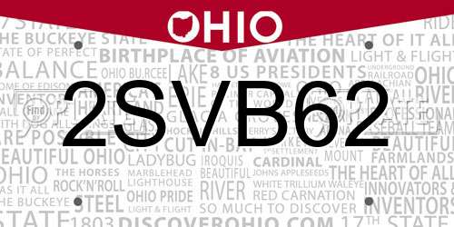 2SVB62 Ohio License Plate