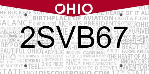 2SVB67 Ohio License Plate