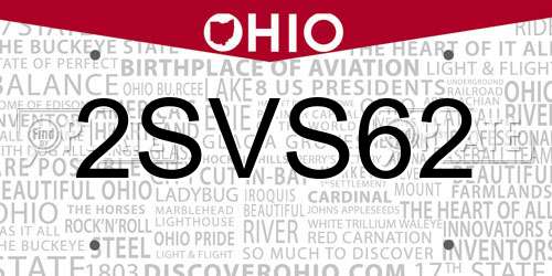 2SVS62 Ohio License Plate
