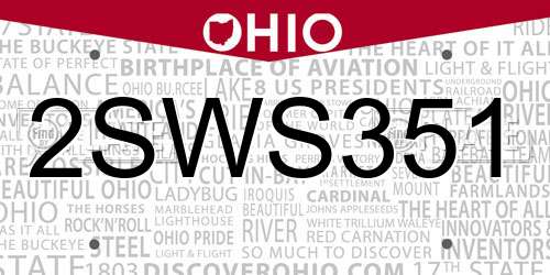 2SWS351 Ohio License Plate