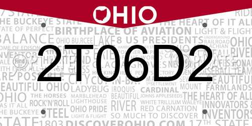 2T06D2 Ohio License Plate