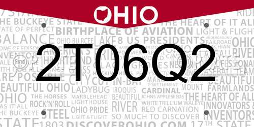 2T06Q2 Ohio License Plate