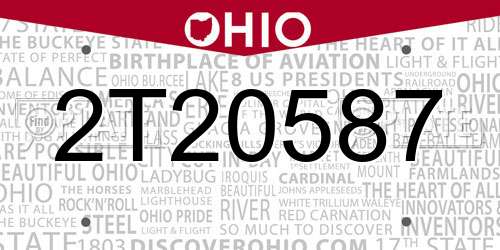 2T20587 Ohio License Plate