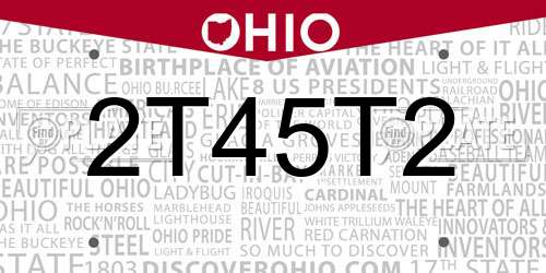 2T45T2 Ohio License Plate