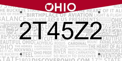 2T45Z2 Ohio License Plate