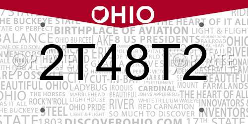 2T48T2 Ohio License Plate