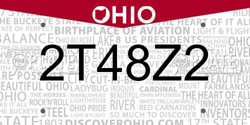 2T48Z2 Ohio License Plate