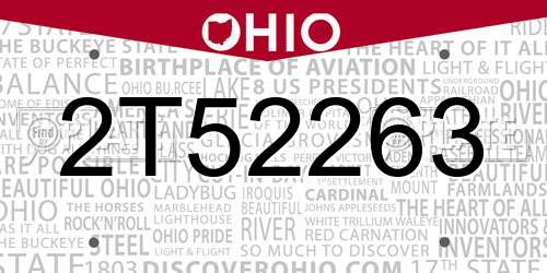2T52263 Ohio License Plate