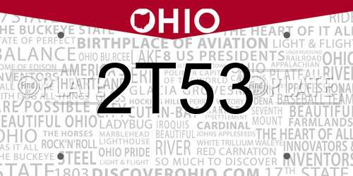 2T53 Ohio License Plate