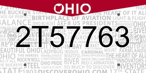 2T57763 Ohio License Plate