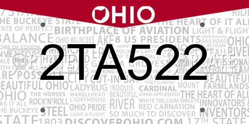 2TA522 Ohio License Plate