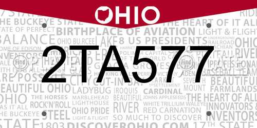 2TA577 Ohio License Plate