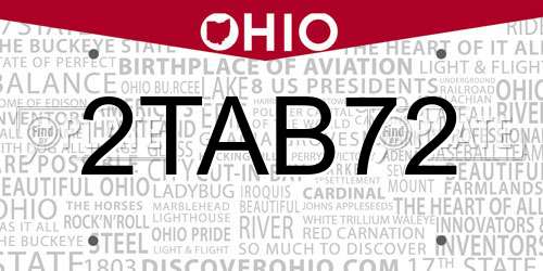2TAB72 Ohio License Plate