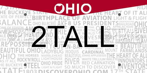 2TALL Ohio License Plate