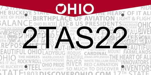 2TAS22 Ohio License Plate