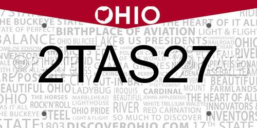 2TAS27 Ohio License Plate