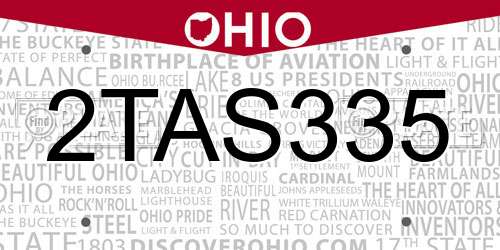 2TAS335 Ohio License Plate