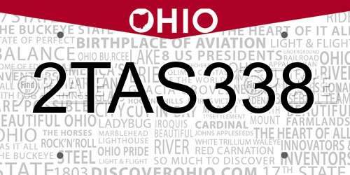 2TAS338 Ohio License Plate