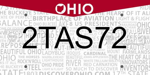 2TAS72 Ohio License Plate