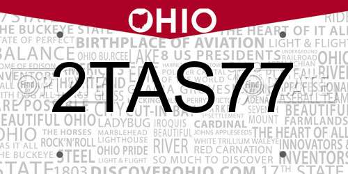 2TAS77 Ohio License Plate
