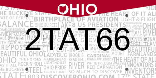 2TAT66 Ohio License Plate
