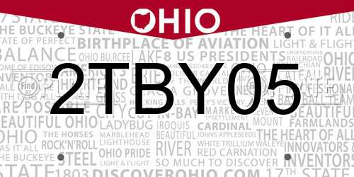 2TBY05 Ohio License Plate