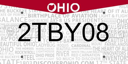 2TBY08 Ohio License Plate