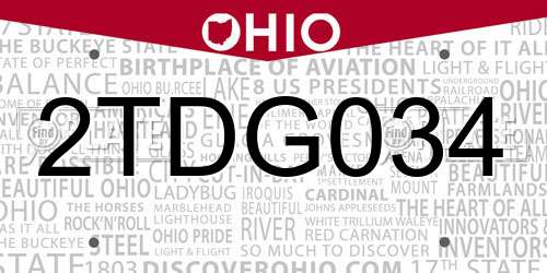 2TDG034 Ohio License Plate