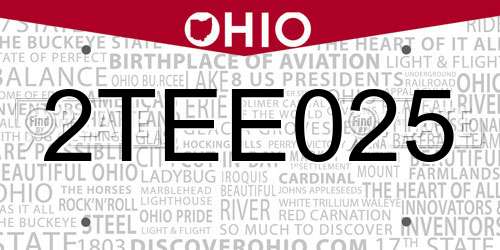 2TEE025 Ohio License Plate