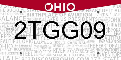 2TGG09 Ohio License Plate