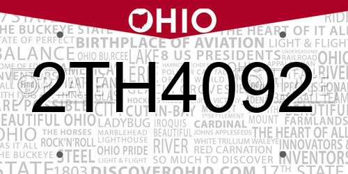 2TH4092 Ohio License Plate