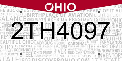 2TH4097 Ohio License Plate
