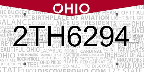 2TH6294 Ohio License Plate
