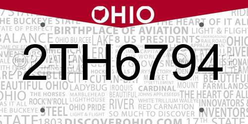 2TH6794 Ohio License Plate