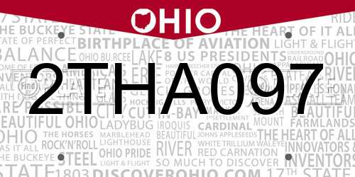 2THA097 Ohio License Plate