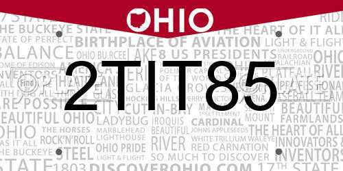 2TIT85 Ohio License Plate