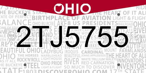 2TJ5755 Ohio License Plate