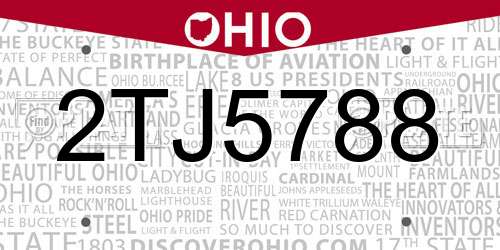 2TJ5788 Ohio License Plate