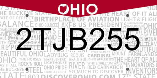 2TJB255 Ohio License Plate