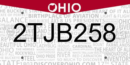 2TJB258 Ohio License Plate