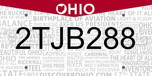 2TJB288 Ohio License Plate