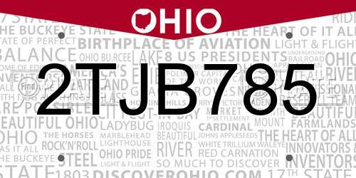 2TJB785 Ohio License Plate